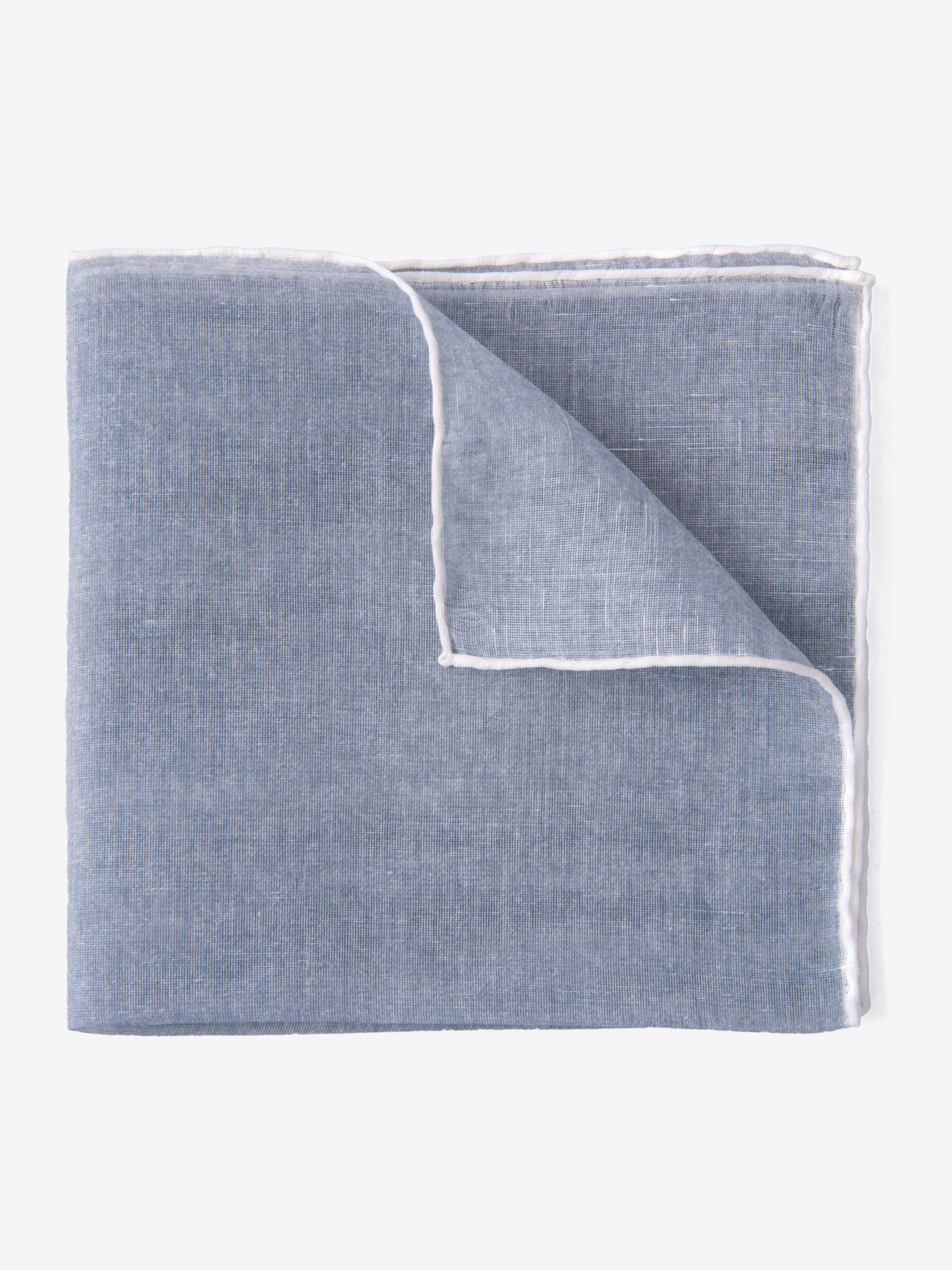 Zoom Image of Grey and White Cotton Linen Pocket Square