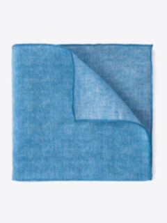 Turquoise Cotton Linen Pocket Square Product Thumbnail 1