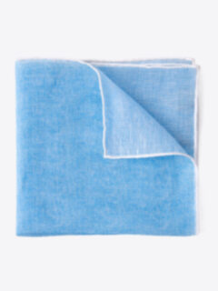 Light Blue Cotton Linen Pocket Square Product Thumbnail 1