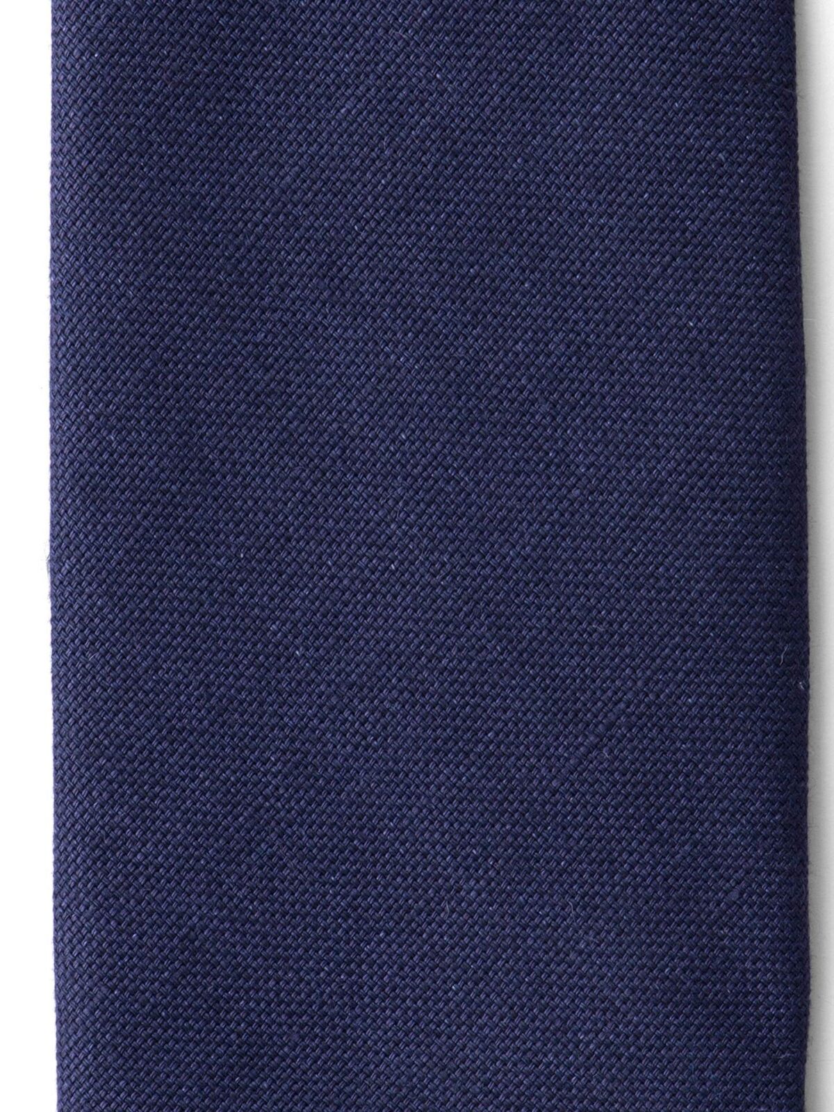Navy Basketweave Linen Tie