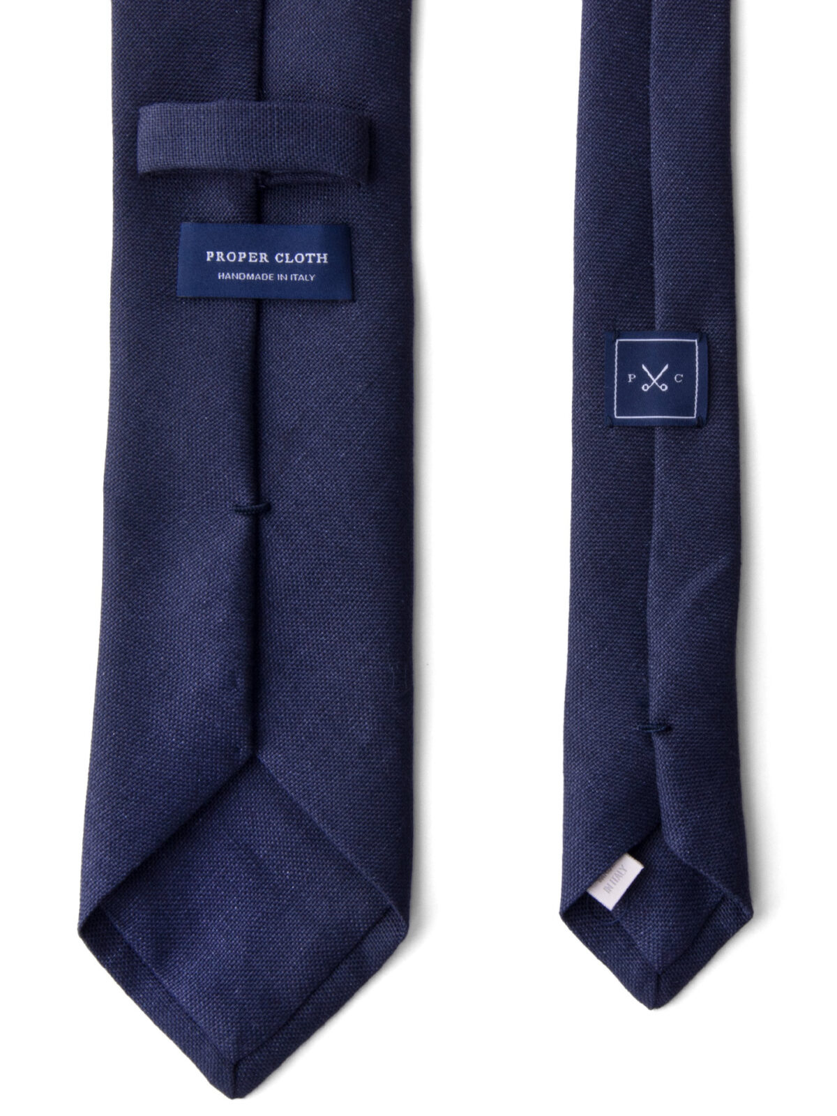 Navy Basketweave Linen Tie