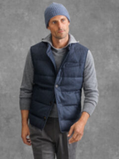 Cortina Navy Herringbone Button Vest Product Thumbnail 2