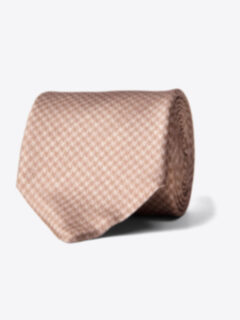 Beige Houndstooth Silk Tie Product Thumbnail 1