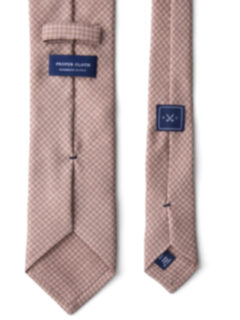 Beige Houndstooth Silk Tie Product Thumbnail 4
