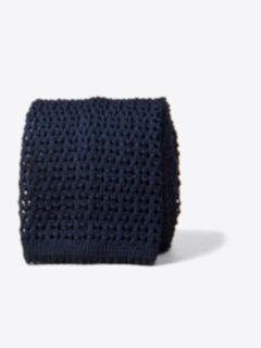 Navy Silk Knit Tie Product Thumbnail 1