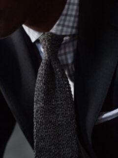 Grey Melange Silk Knit Tie Product Thumbnail 5