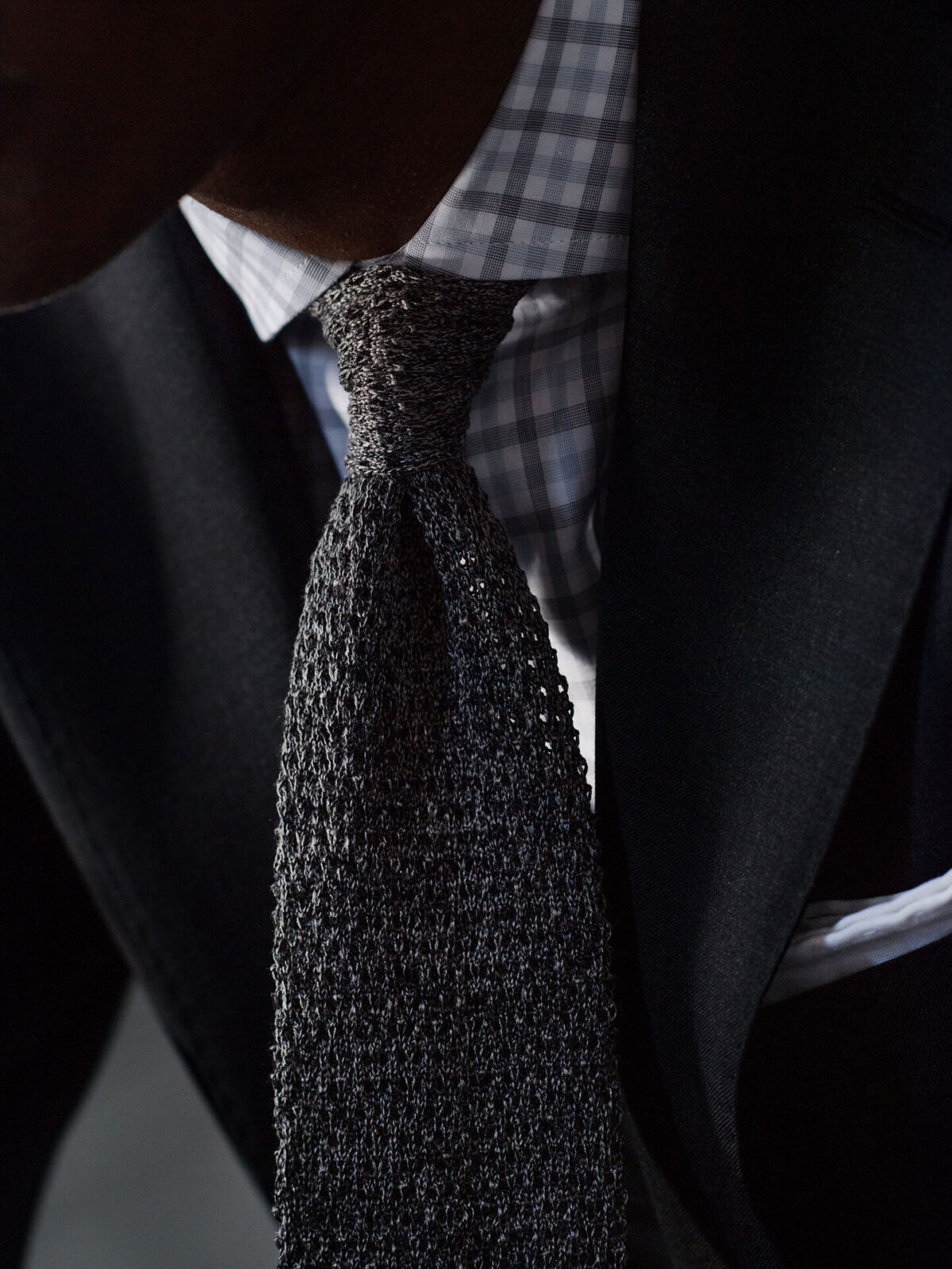 Grey Melange Silk Knit Tie
