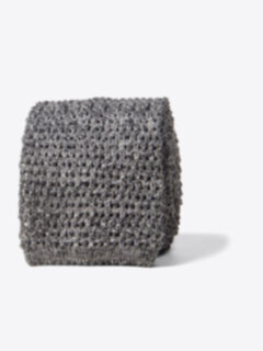 Grey Melange Silk Knit Tie Product Thumbnail 1