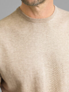 Beige Cotton and Silk Knit T-Shirt Product Thumbnail 4