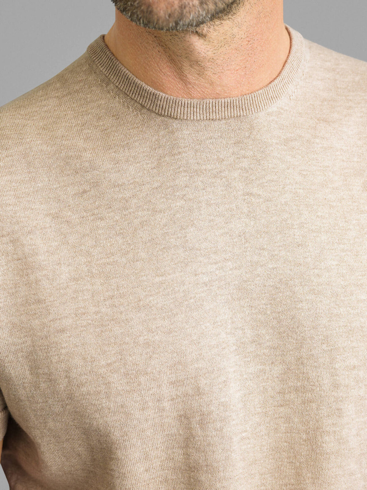 Beige Cotton and Silk Knit T-Shirt