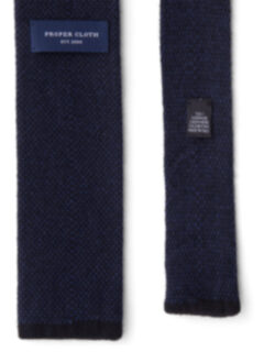 Navy Birdseye Cashmere Knit Tie Product Thumbnail 4
