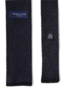 Charcoal Birdseye Cashmere Knit Tie Product Thumbnail 4