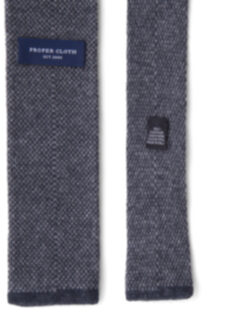 Grey Birdseye Cashmere Knit Tie Product Thumbnail 4