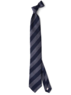 Navy and Grey Wool Striped Tie Product Thumbnail 2