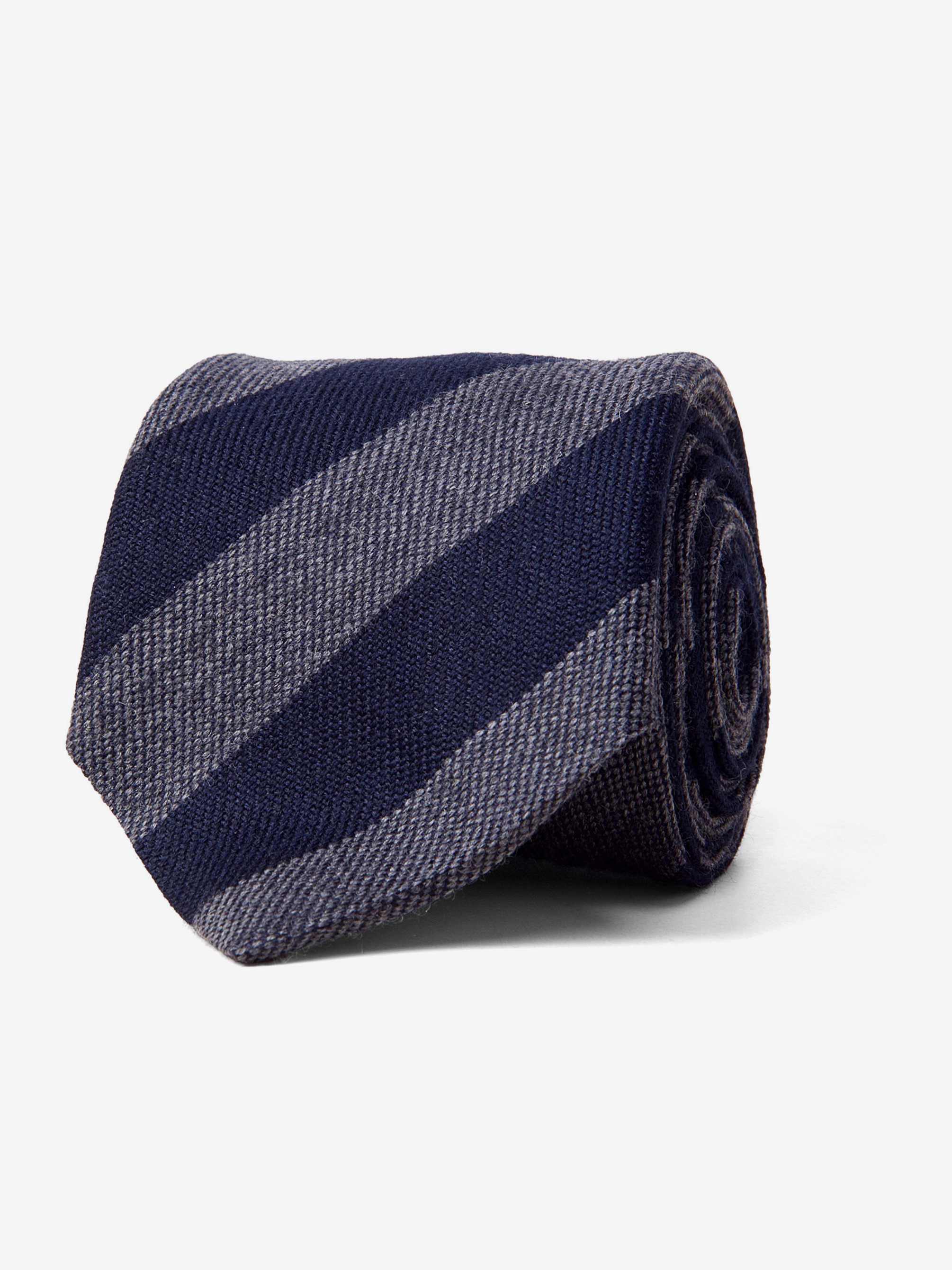Zoom Image of Navy and Grey Wool Striped Tie