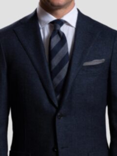 Navy and Grey Wool Striped Tie Product Thumbnail 5