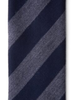 Navy and Grey Wool Striped Tie Product Thumbnail 3