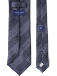 Charcoal and Grey Wool Striped Tie Product Thumbnail 4