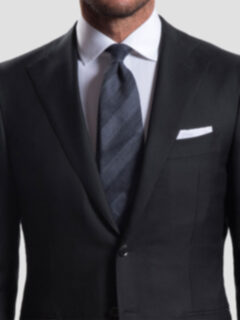 Charcoal and Grey Wool Striped Tie Product Thumbnail 5