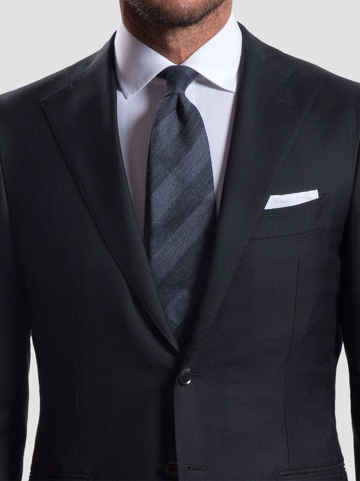Charcoal and Grey Wool Striped Tie