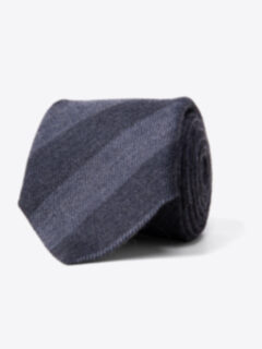 Charcoal and Grey Wool Striped Tie Product Thumbnail 1