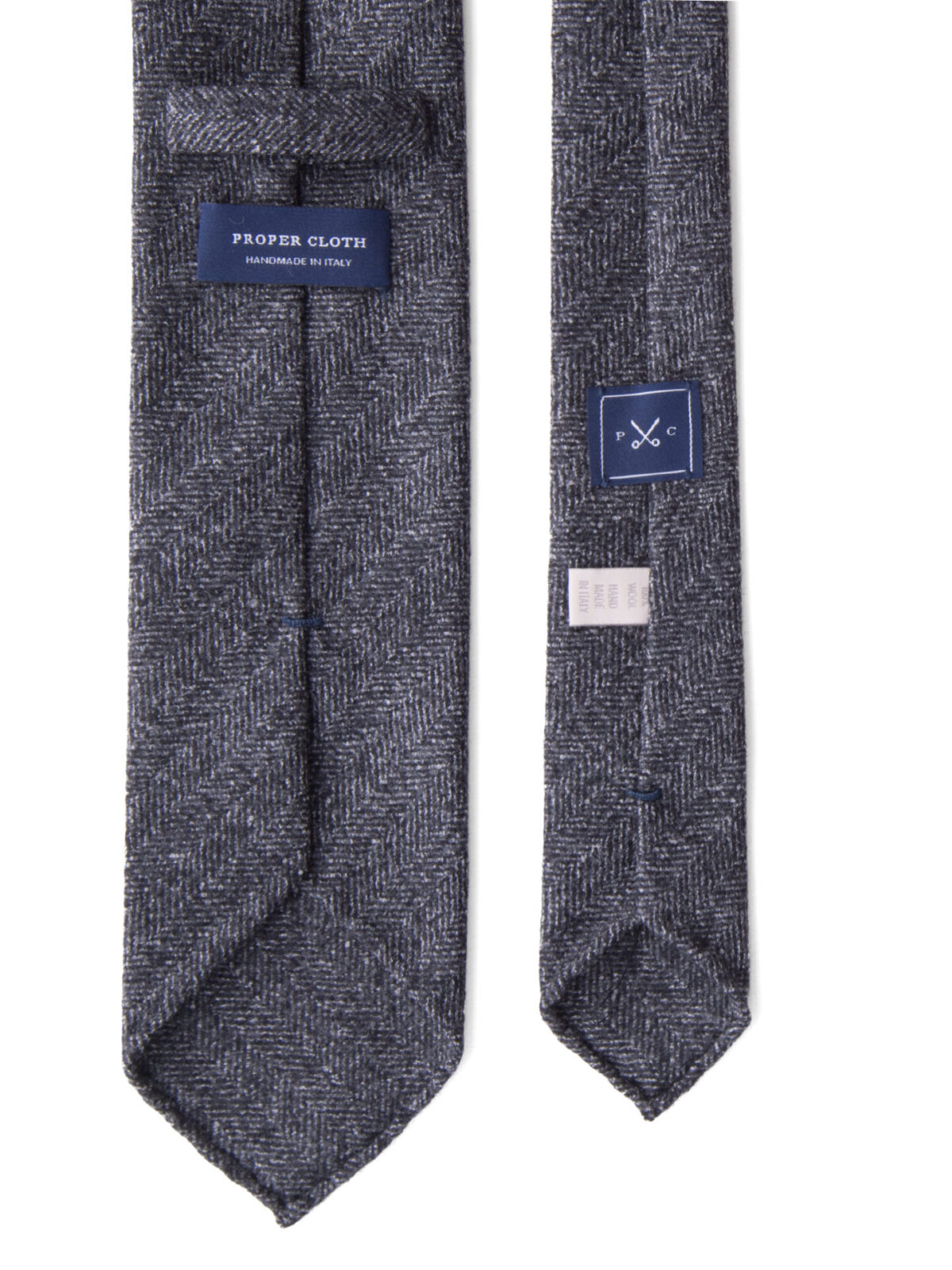 Grey Wool Herringbone Untipped Tie
