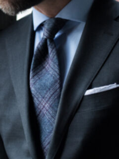 Grey and Scarlet Wool Plaid Tie Product Thumbnail 5