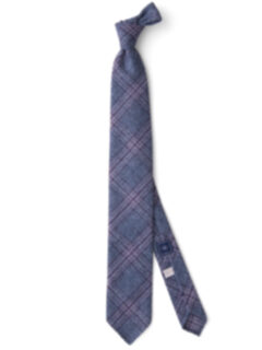 Grey and Scarlet Wool Plaid Tie Product Thumbnail 2