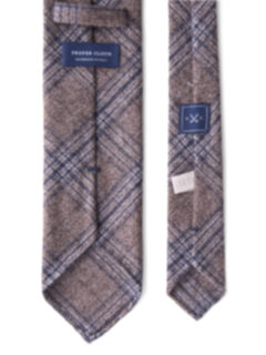 Beige and Navy Wool Plaid Tie Product Thumbnail 4