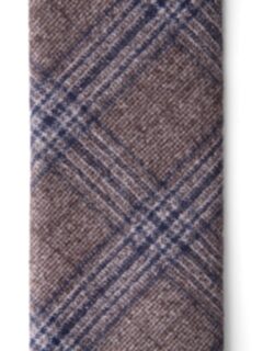 Beige and Navy Wool Plaid Tie Product Thumbnail 3