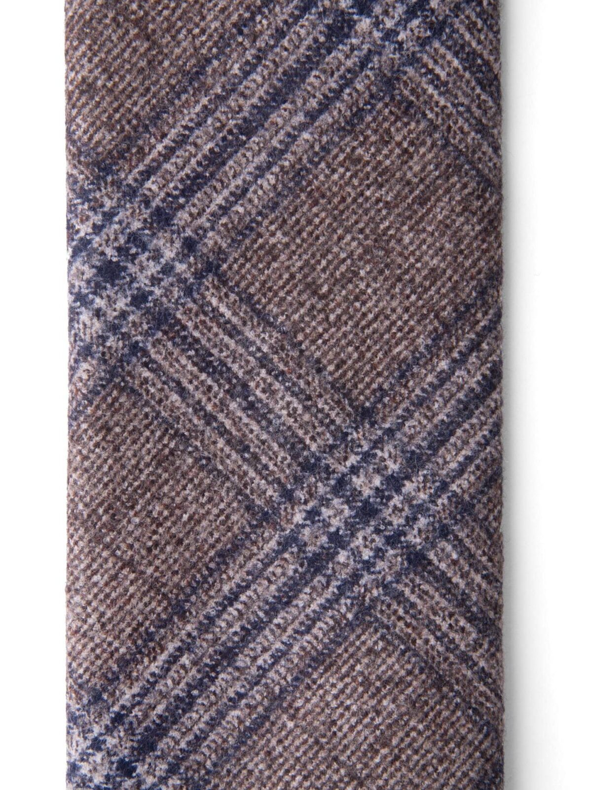 Beige and Navy Wool Plaid Tie