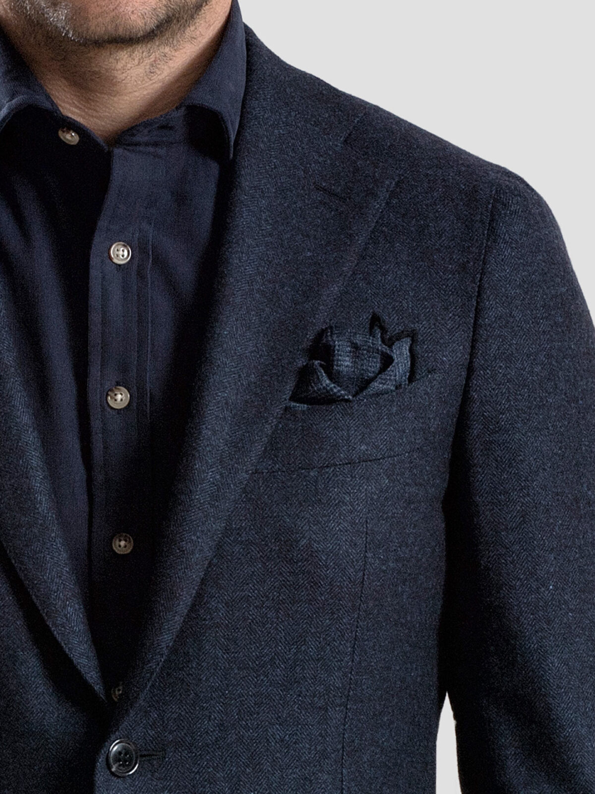 Navy Glen Plaid Wool Pocket Square