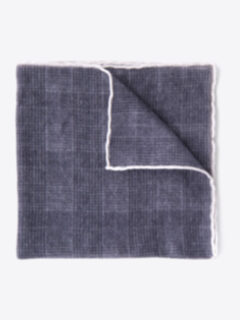 Grey Glen Plaid Wool Pocket Square Product Thumbnail 1