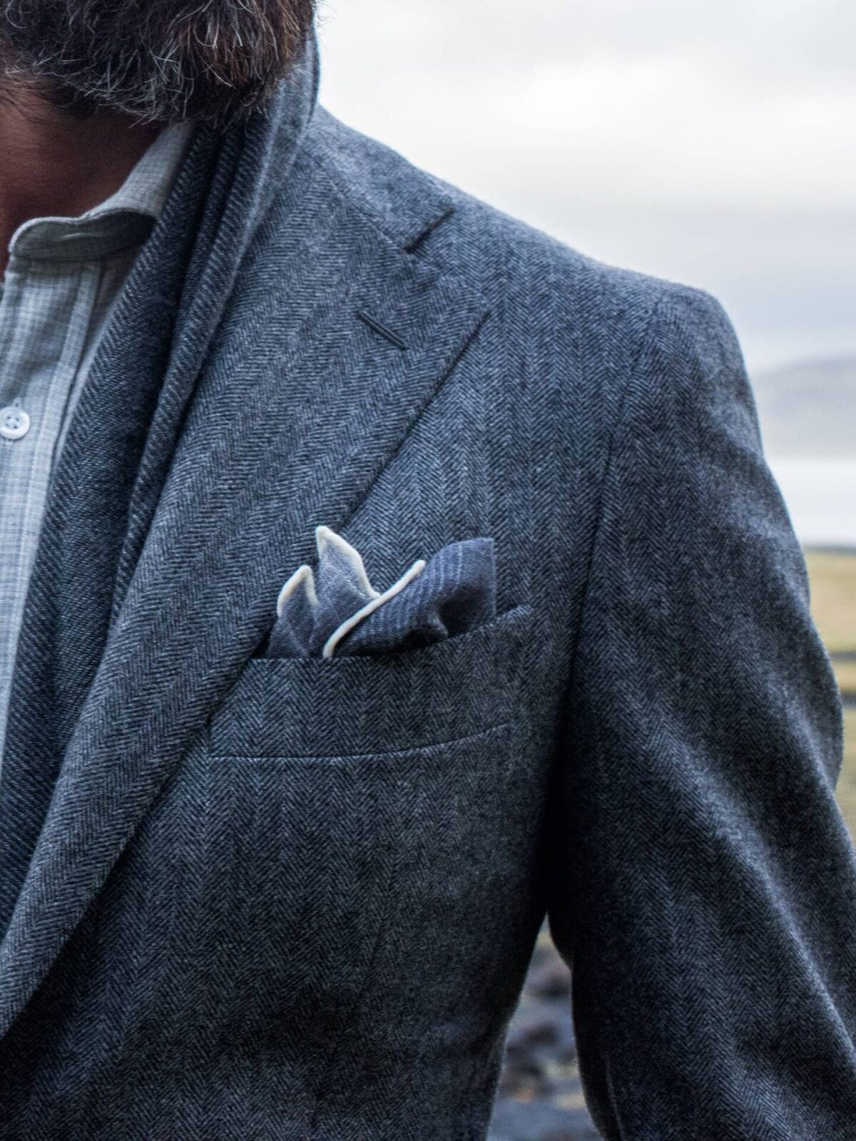 Grey Glen Plaid Wool Pocket Square