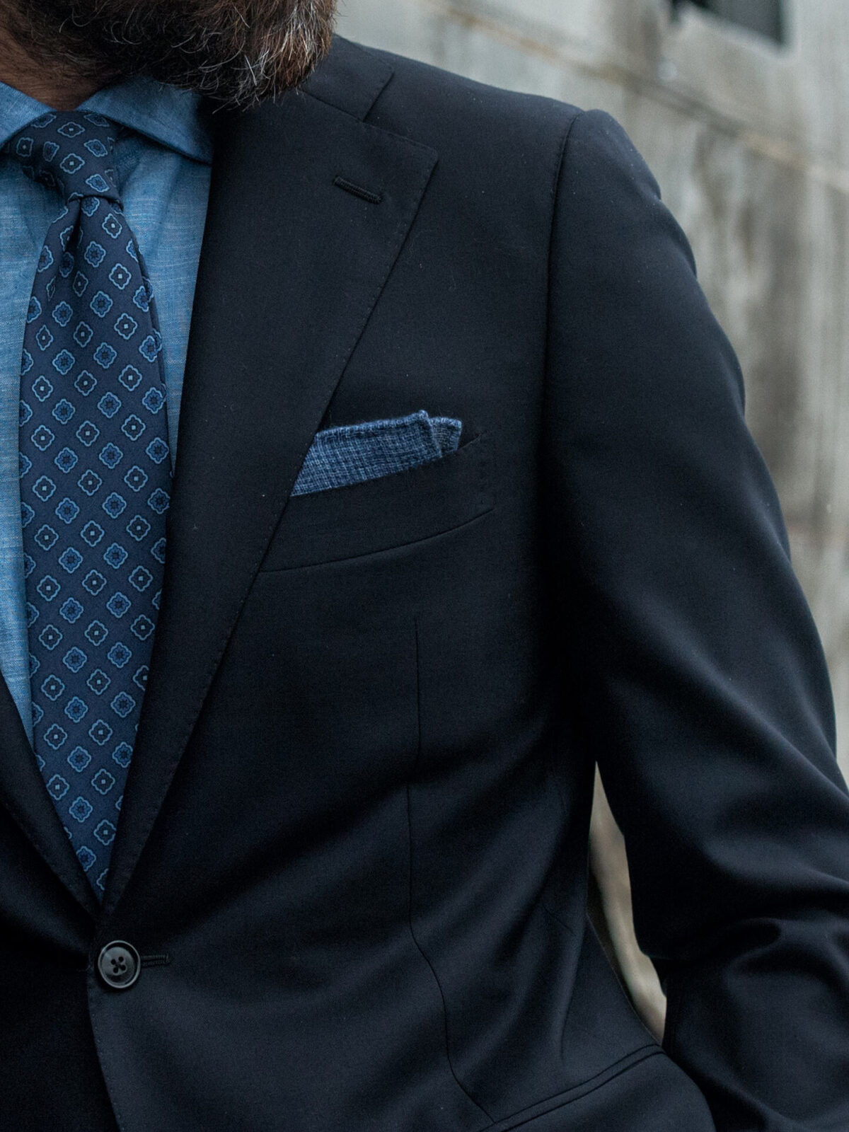 Ocean Cashmere Micro Check Pocket Square