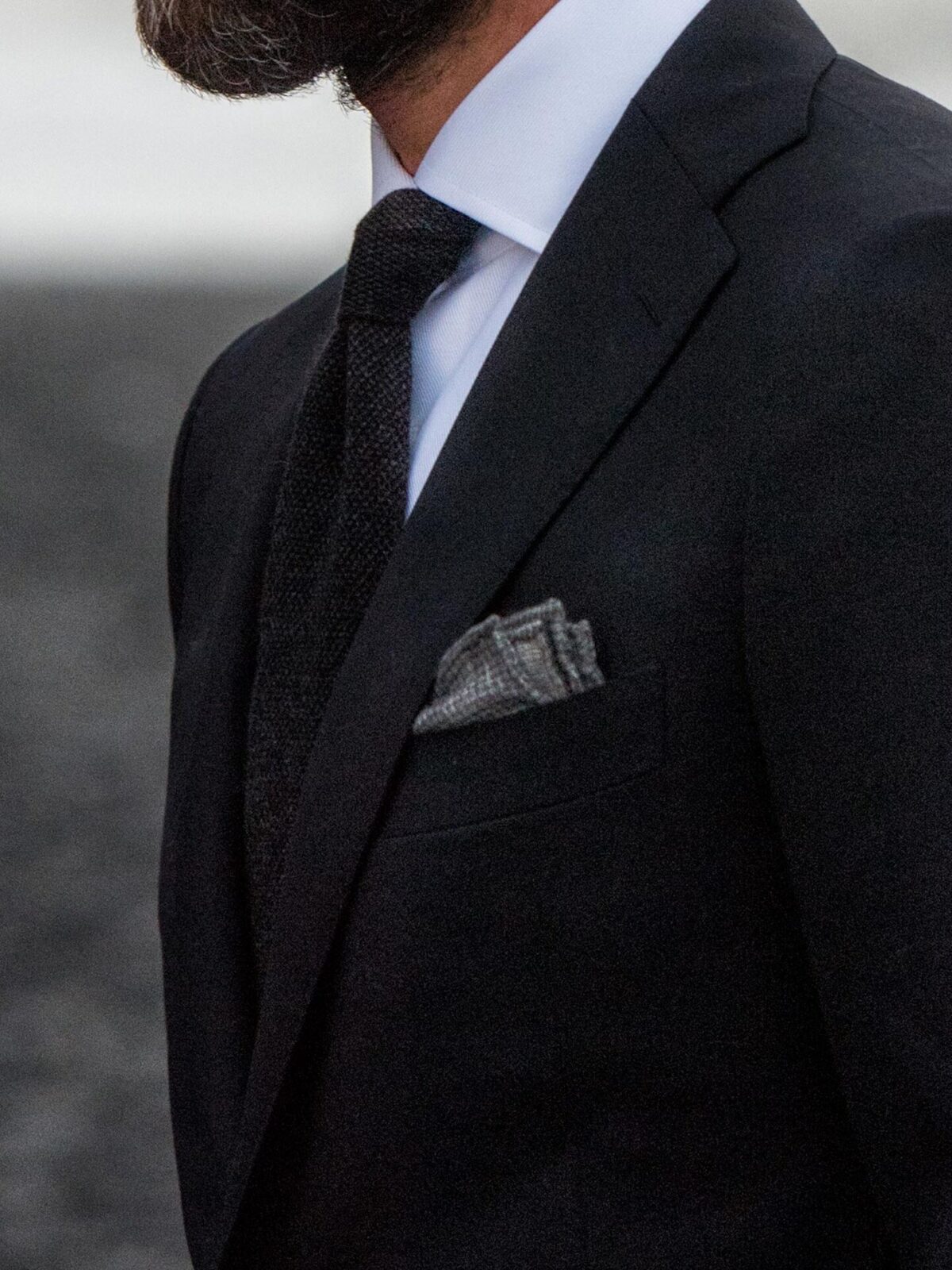 Grey Cashmere Micro Check Pocket Square