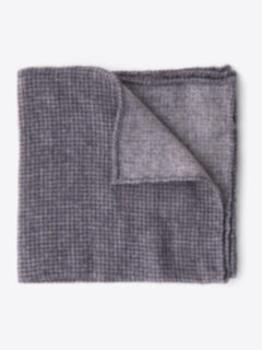 Grey Cashmere Micro Check Pocket Square Product Thumbnail 1