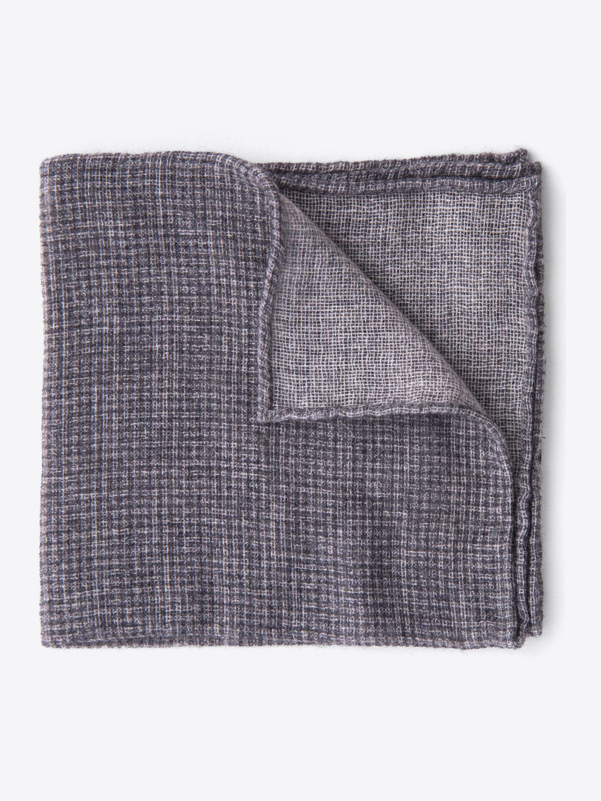 Grey Cashmere Micro Check Pocket Square