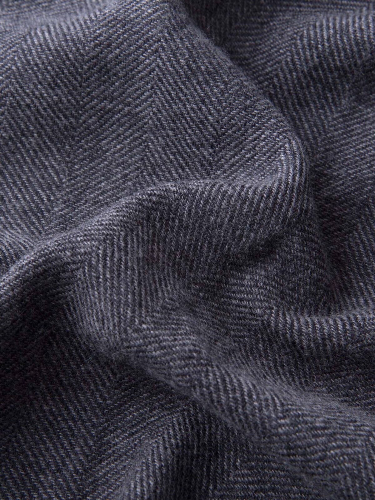 Charcoal Herringbone Wool Cashmere Scarf