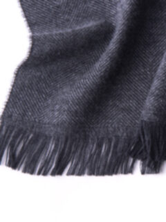 Charcoal Herringbone Wool Cashmere Scarf Product Thumbnail 2