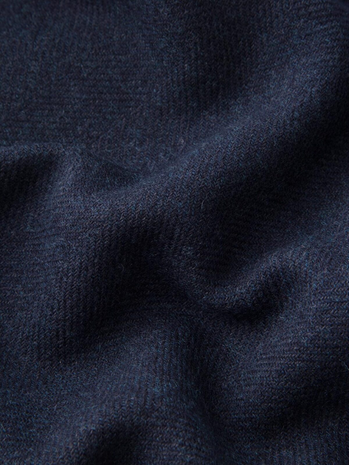 Navy Herringbone Wool Cashmere Scarf