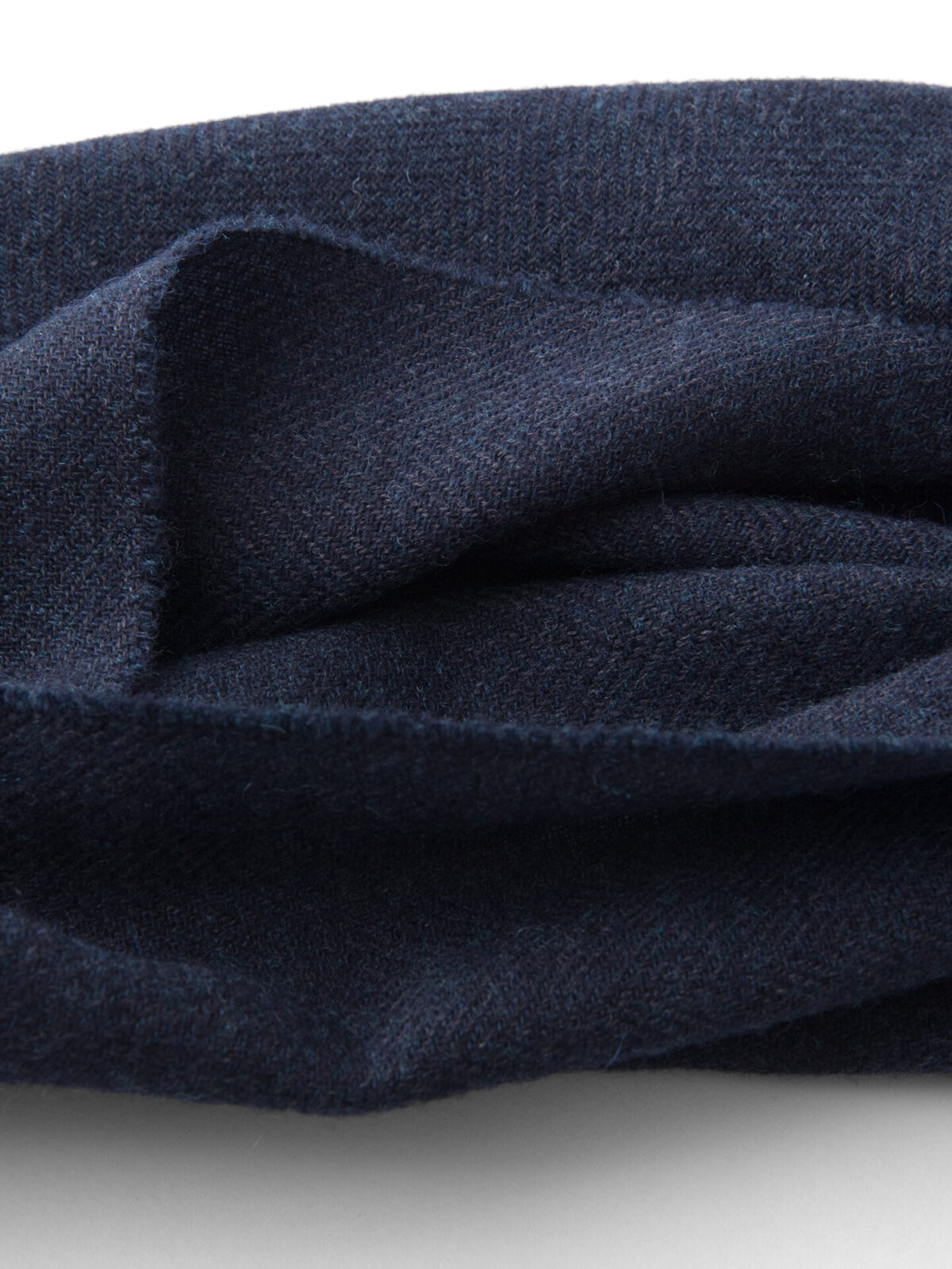 Navy Herringbone Wool Cashmere Scarf