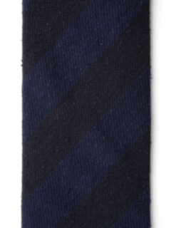 Navy Tonal Stripe Raw Silk Tie Product Thumbnail 3