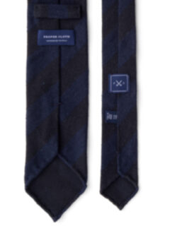 Navy Tonal Stripe Raw Silk Tie Product Thumbnail 4