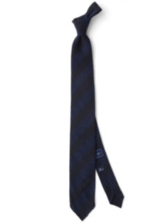 Navy Tonal Stripe Raw Silk Tie Product Thumbnail 2