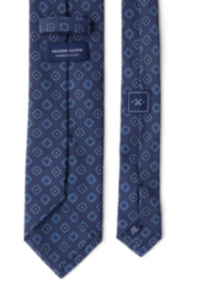 Slate Blue Foulard Print Silk Tie Product Thumbnail 4