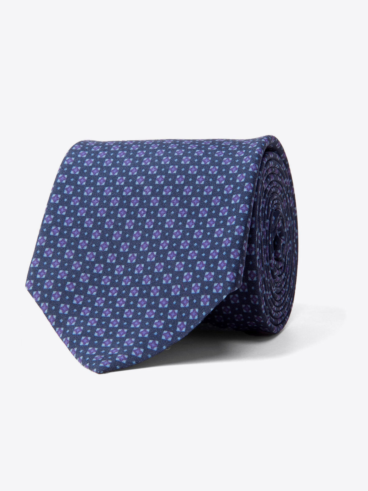 Blue and Lavender Small Foulard Print Tie