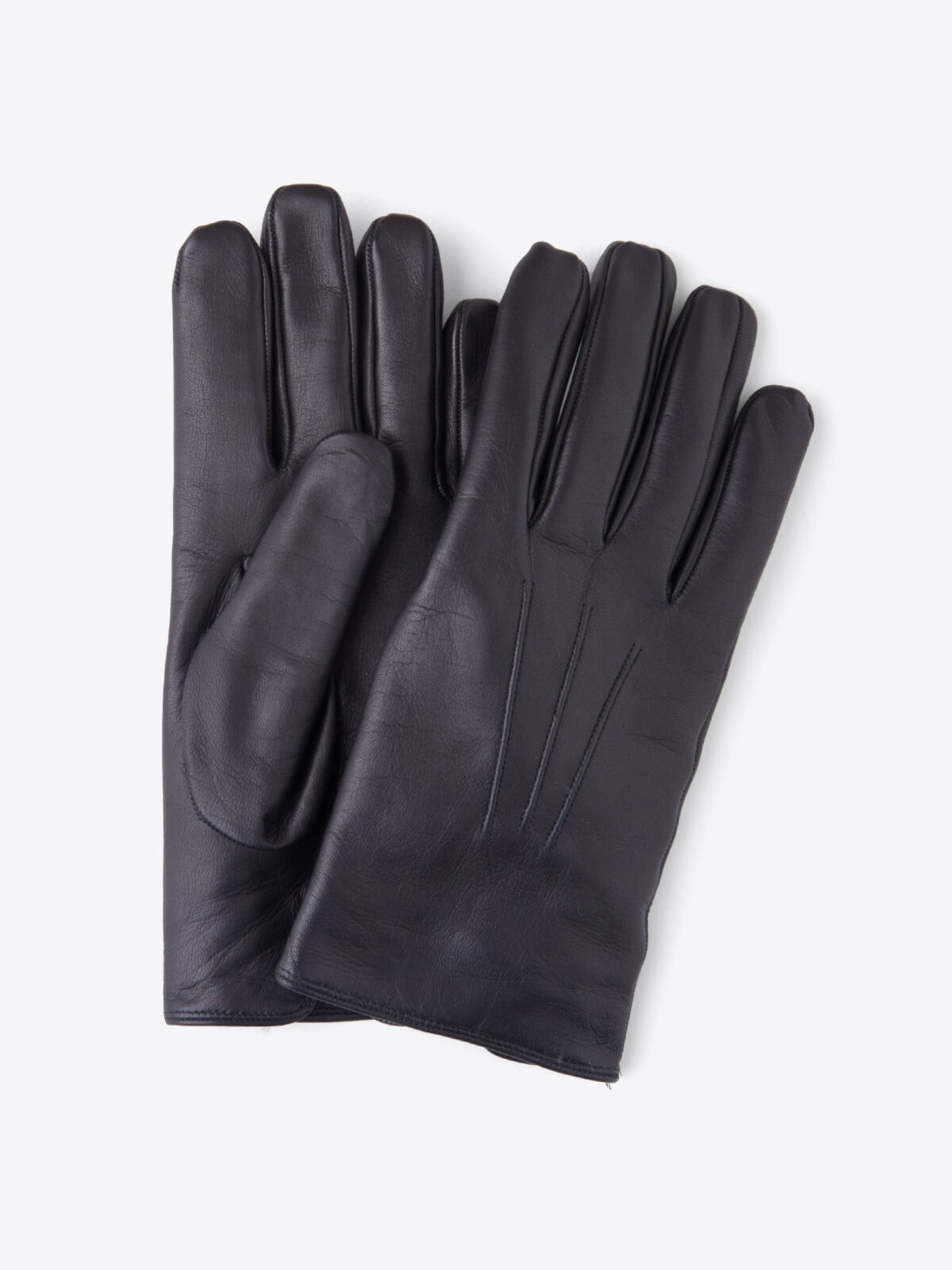 Black Leather Cashmere Lined Gloves