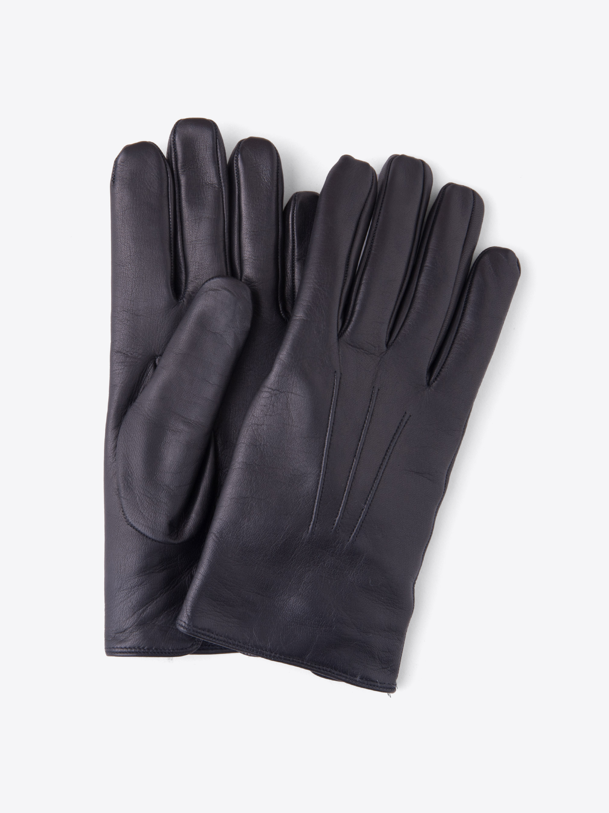 Zoom Image of Black Leather Cashmere Lined Gloves