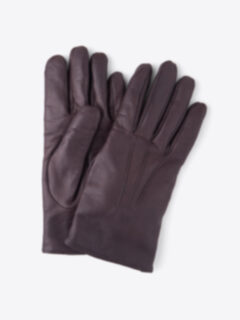 Dark Brown Leather Cashmere Lined Gloves